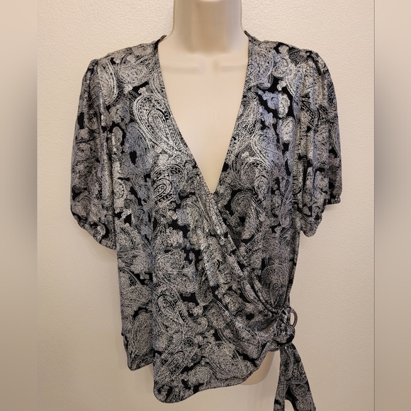 Michael Kors Faux Wrap Short Sleeve Blouse - Picture 1 of 5